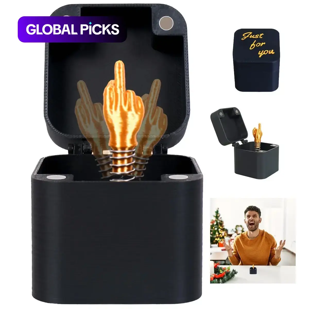 Funny Middle Finger Prank Box, Spring-Loaded Surprise Gag Toy for Parties, Birthdays & Christmas, Novelty Prank Gift for Friends, Family & Coworkers #GLOBAL PICKS