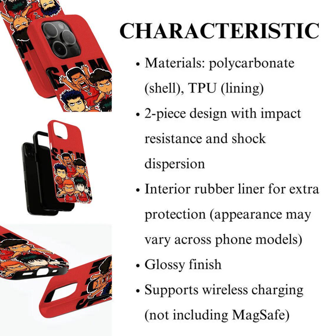 Popular Anime/Cartoon "Slam Dunk" Design 2-in-1 Dual-Layer Phone Case — Compatible with iPhone 17/16/15/14/13/12 — Drop-Resistant Hard Case, The Perfect Gift Choice