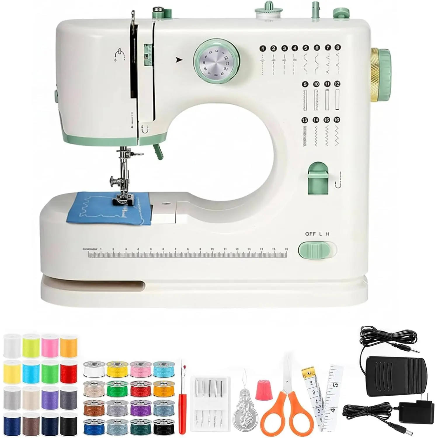 Sewing Machine for Beginners   Sewing Machines 16 -in Stitches with Accessory Kit, Compact Travel Design for Clothing Repairs, DIY Crafting with Foot Pedal
