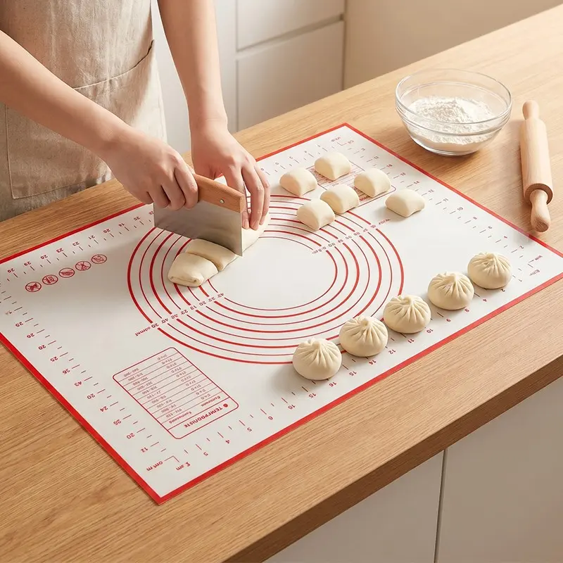 Non-Stick Silicone Dough Kneading Mat, Kitchen Pad, Non-Slip Surface, Ideal for Baking Pizza and Cake Dough, with Measurement Marks