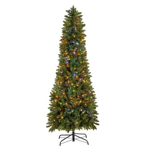 VEVOR Christmas Tree, 6ft Prelit Artificial Xmas Tree, Full Holiday Decor Trees with 240 Colorful LED Lights, 11 Lighting Modes, 635 Branch Tips & Sturdy Metal Base for Home Party Office Decoration
