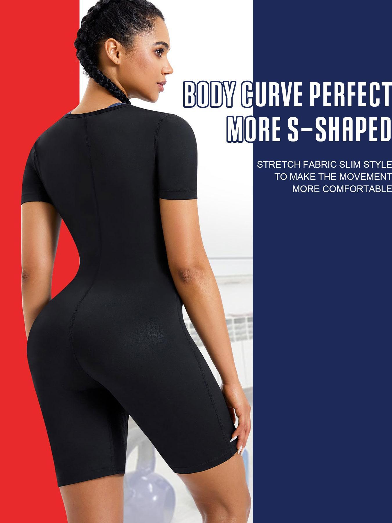 Women's Plain Zip Front Open Bust Sports Tummy Control Romper, Workout Gym Yoga Exercise Sports Romper, Ladies Sportswear Clothing for Indoor Outdoor Wear, Sports Jumpsuit