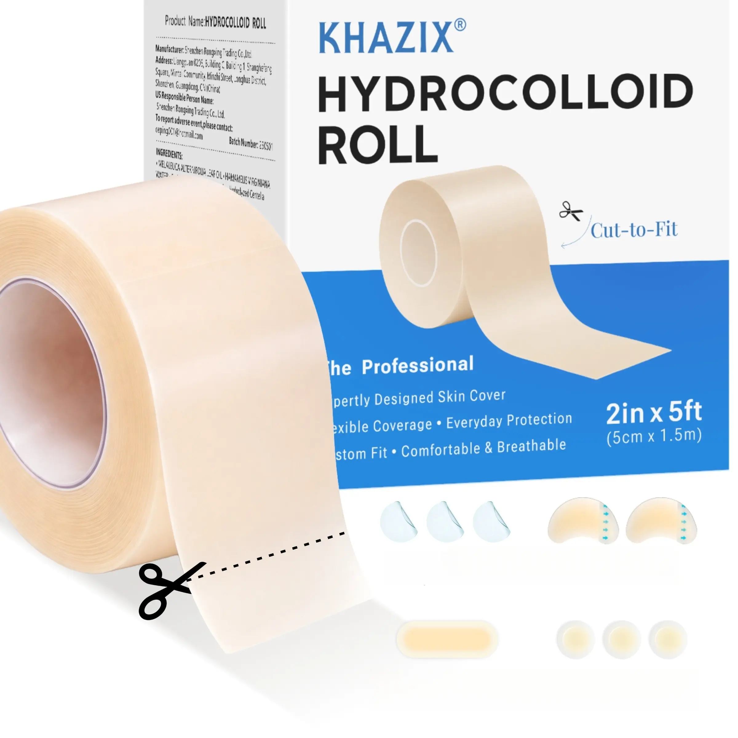 Waterproof Hydrocolloid Skin Care Roll, Self-Adhesive Super Absorbent Bandage, Soft and Waterproof, Ideal for Skin Care, Scar Tape