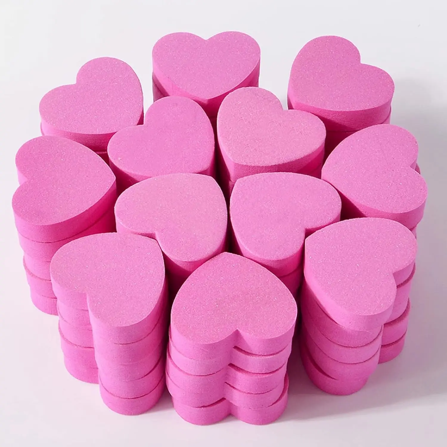 50 Piece Heart-Shaped Dual-Sided Nail File Set, Mini Polishing Blocks for Fingernails and Toenails, A-Type Heart Design, 50 Pieces Pack