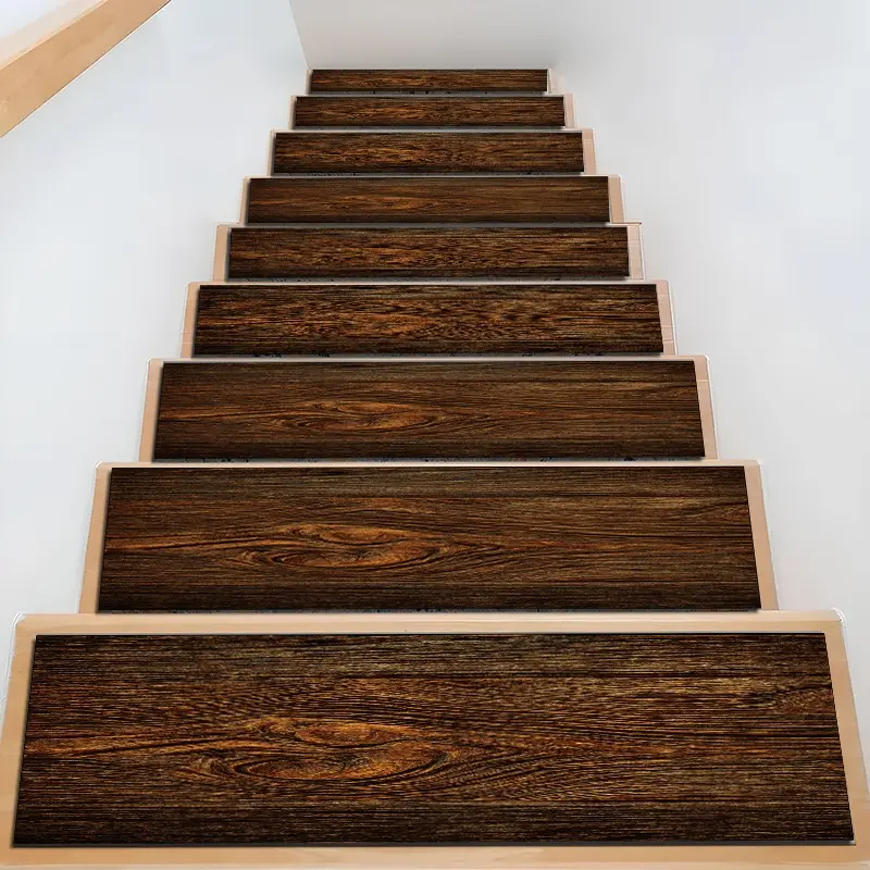 Vintage Wood Grain Pattern Diatom Mud Stair Treads, Super Absorbent Non Slip Carpet Mats for Wood Steps, Quick Drying Moisture Wicking Stair Runners, Anti Slip Washable Rugs for Dogs Kids Elderly, Household Use