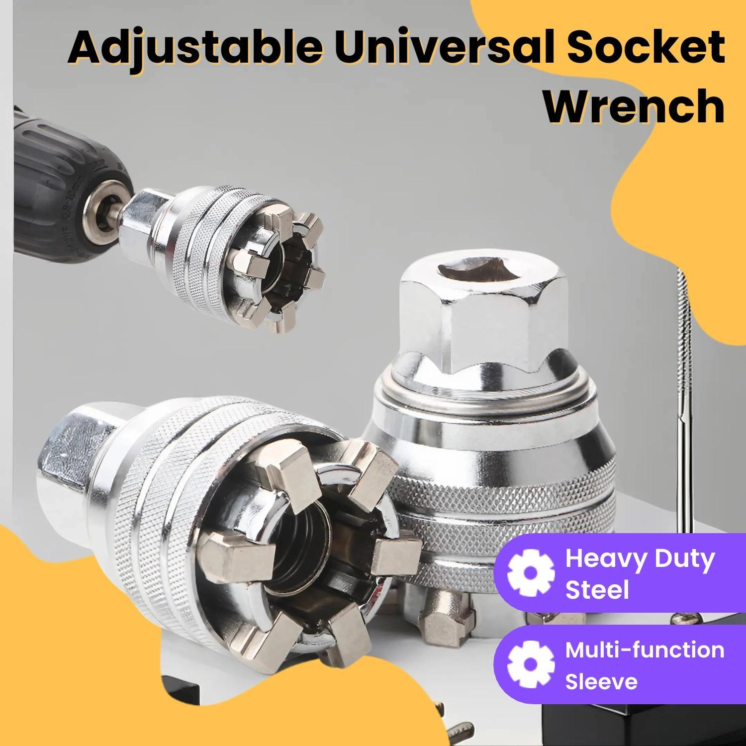 Adjustable Universal Socket Wrench, 3/8 Drive Multi-function Sleeve Wrench, Professional Sockets Tools for Drive Ratchet Torque Wrench and Power Drill, Pipe Flexible Wrench,tool kit set,tools,pressurewasher,drill,ratchet strap,tools gadgets,power tools