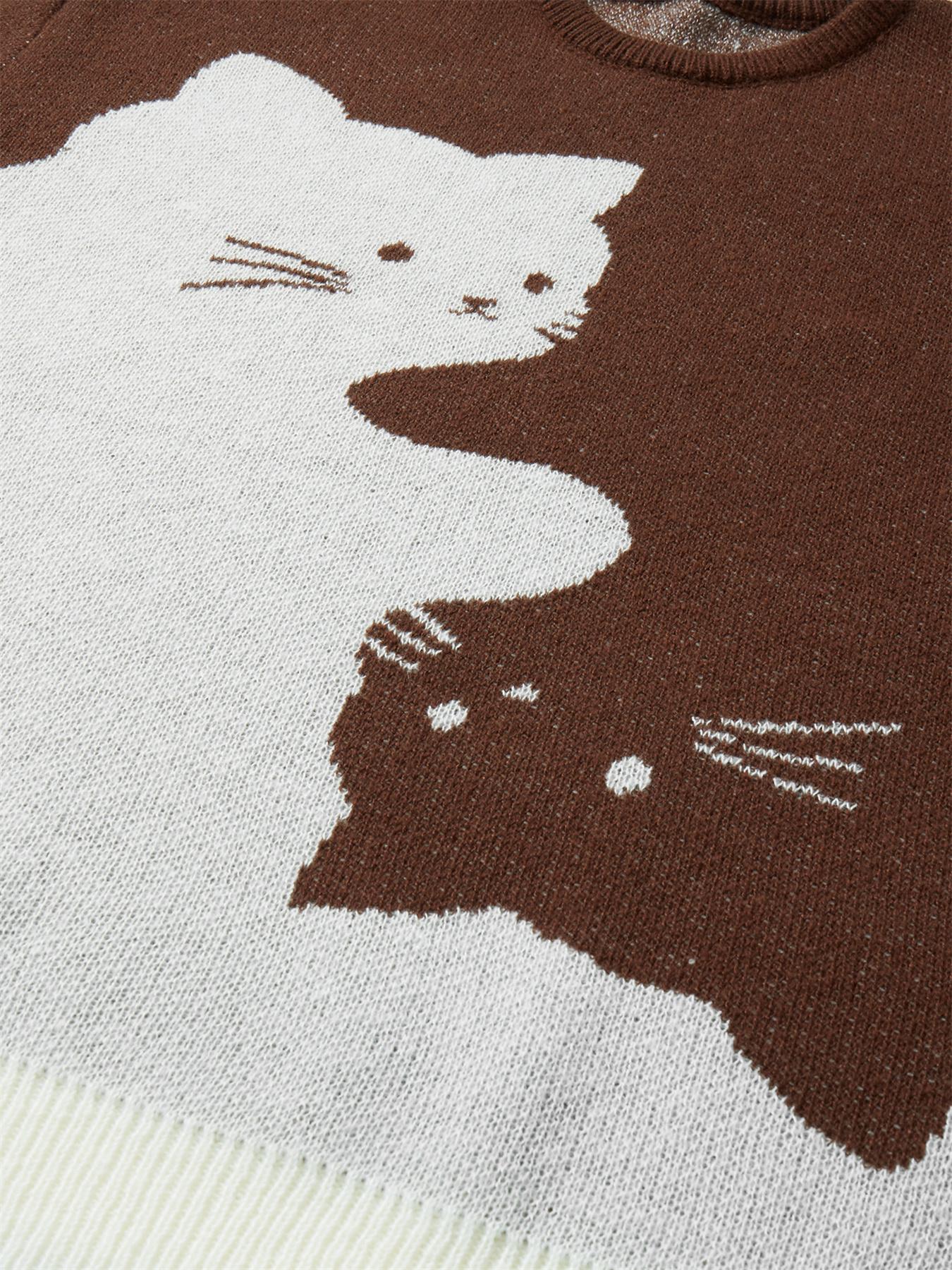 #Springfresh Love Men's / Unisex Cartoon Cat Jacquard Crew Neck Sweater Loose Casual Long-sleeve Knitwear Fashionable Autumn and Winter Knitwear Daily Wear Pullover College Style Versatile Trendy Brand SpringStatements