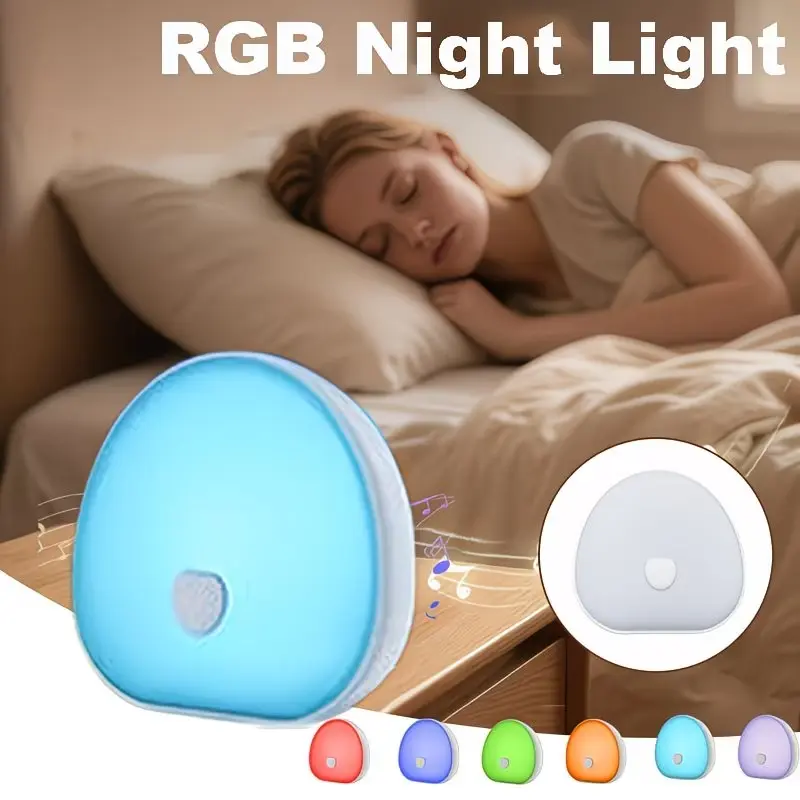 1pc LED Table Light, White Noise Night Light, USB Rechargeable Night Light, Button Dimming Color Change, 7 Colors+warm and Cool White, with Soothing Sound, Suitable for Bedroom Bedside, Creating a Comfortable Environment, Birthday and Holiday Gifts