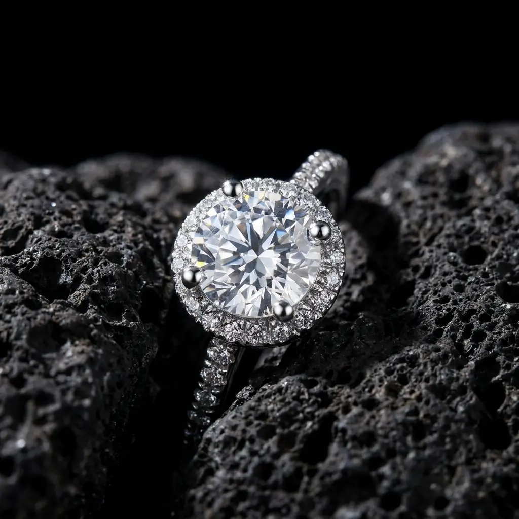 ZIIYONG 14K White Gold Plated 925 Silver Round Cut Center Halo with Pave Band 5A Cubic Zirconia Engagement Ring for Women, Hypoallergenic Tarnish-Resistant Jewelry, Perfect Anniversary & Christmas Gift
