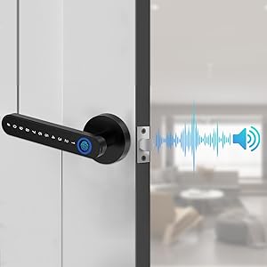Door Knob Lock, Door Lock with Code Handle, Biometric Security Locking Door Lever Locks for Bedroom Indoor Room - Black