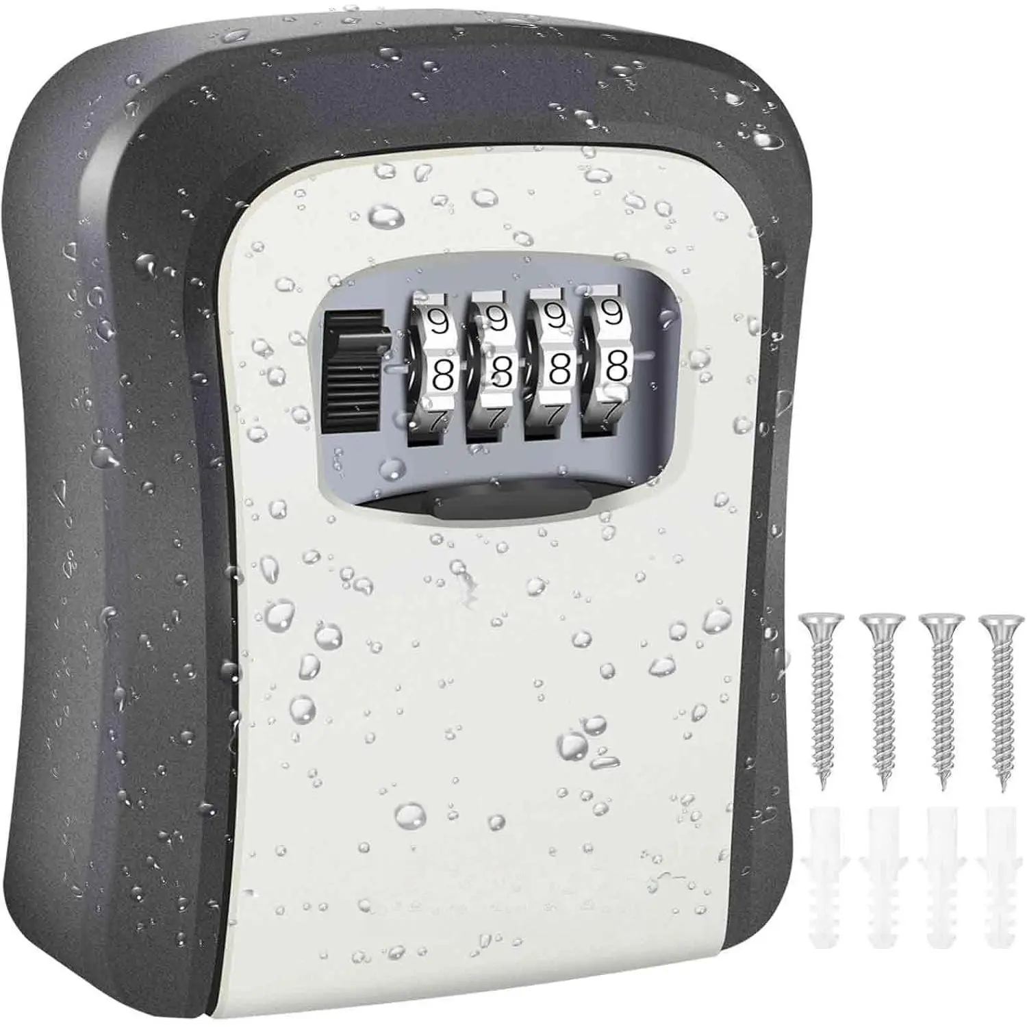 Key Lock Box,  Combination Lockbox Wall Mount 4 Digits, Resettable Key Hider, Upgraded Large Capacity Password Box for House ,  , ID Cards with Mounting Kit