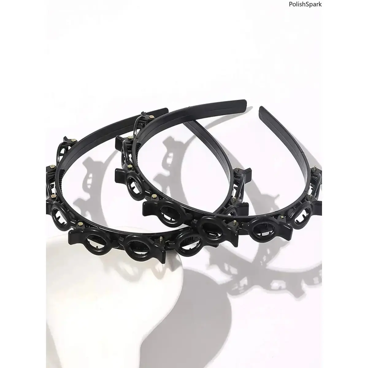 Women’s 2 Pack Sport Headbands, Braided Double Layer Hair Hoops with Non Slip Design and Bangs Holder Clips, Comfortable Hair Accessories for Makeup, Workout and Daily Styling