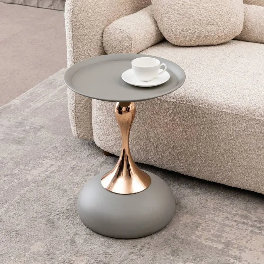 Mermaid Tail Round Side Table, Modern Metal Pedestal Coffee Table, Minimalist Accent Table Small Spaces, Versatile Martini Table Living Room