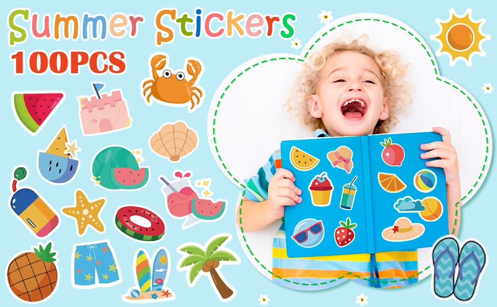 OHOME Summer Stickers| 100 PCS Hawaiian Beach Stickers for - Vinyl Summer Games Toys Gifts Activities Party Favors Supplies - Tropical Crafts Bulk for Classroom Home - Travel Essential for OHOME Summer Stickers| 100 PCS Hawaiian Beach Stickers for - Vinyl Summer Games Toys Gifts Activities Party Favors Supplies - Tropical Crafts Bulk for Classroom Home - Travel Essential for