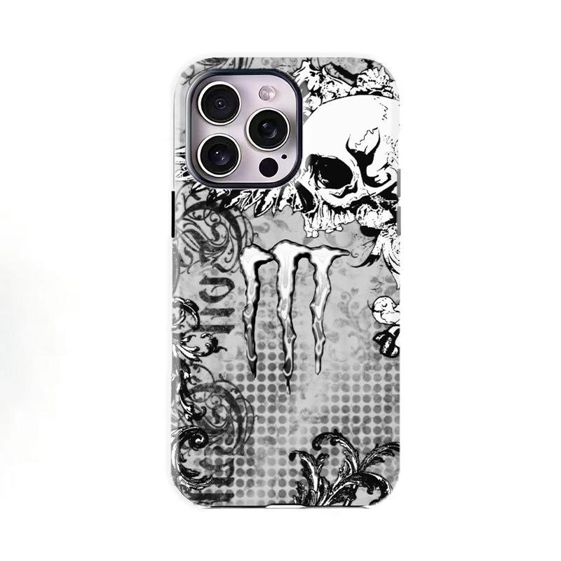 Monster Dark Gothic Skull Phone Case Shockproof Protective Cover Subculture Trendy Style for iPhone 16 15 14 13 12 11 17 ProMax Plus Samsung Phones Men Women Gift for Fans