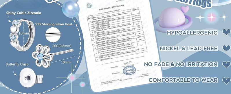 FUNRUN Earrings for Women - Hypoallergenic  Earrings - Cubic Zirconia Earrings Studs Hoop Set for Sensitive Ears