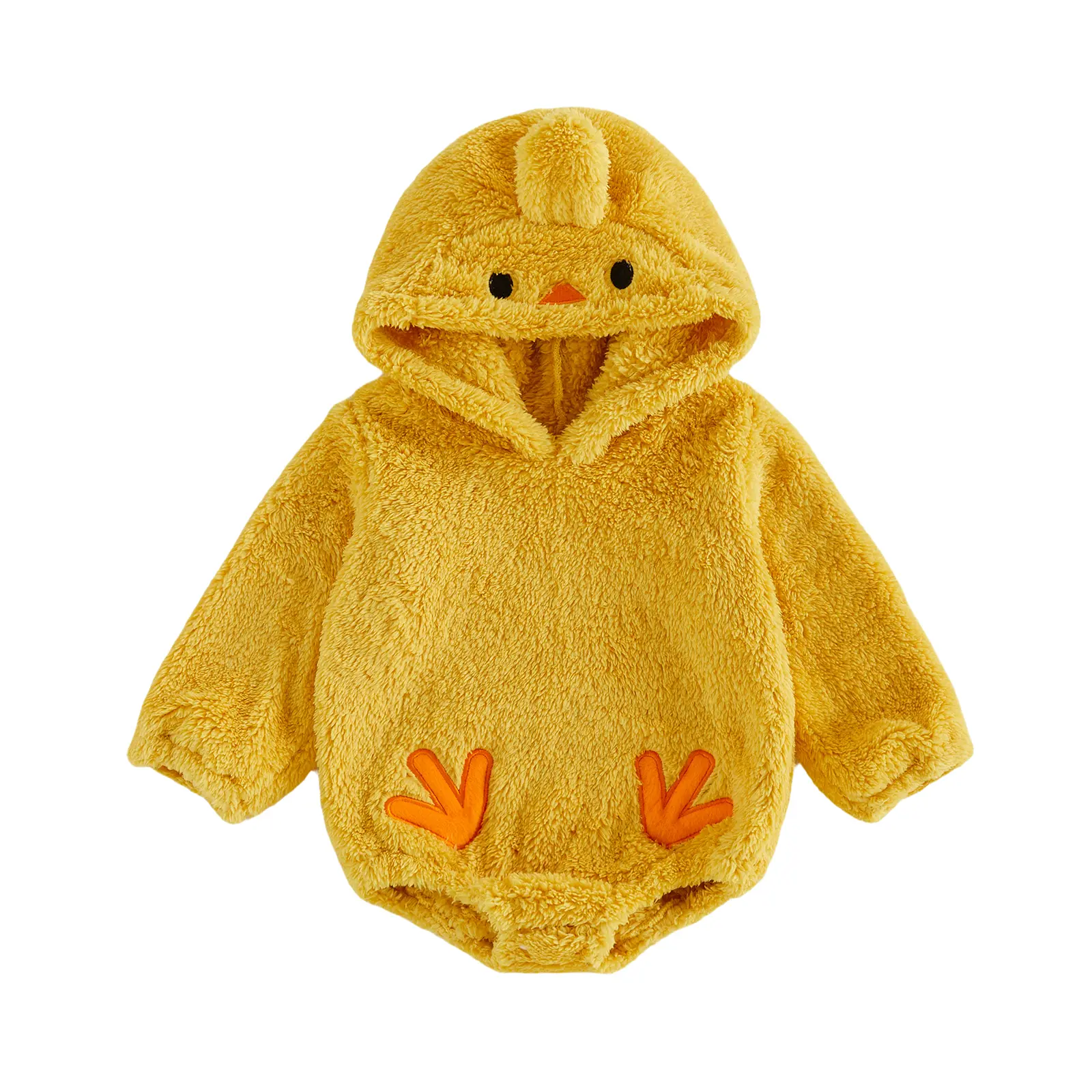 Infant Baby Boy Girl Chicken Hooded Romper Fuzzy Animal Halloween Costume Fall Winter 0-18 Months