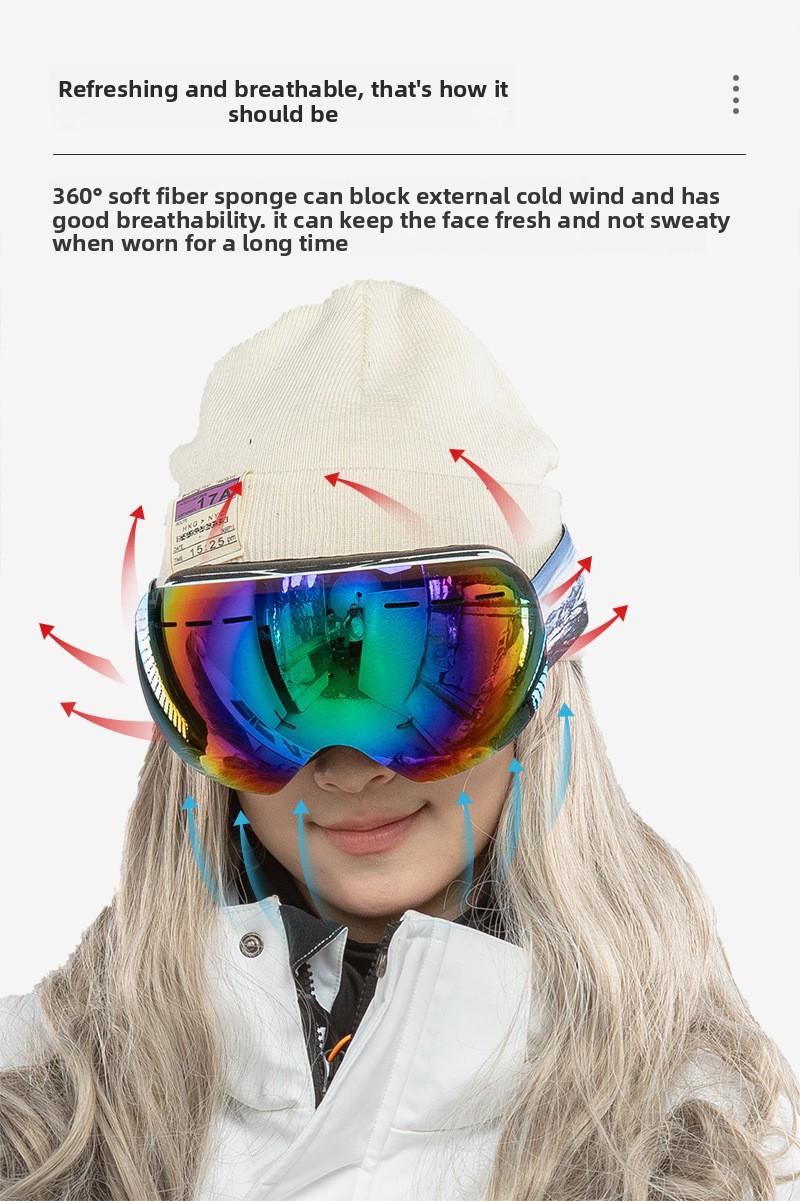 Adult ski goggles/outdoor cycling large spherical glasses/cardable myopia glasses/hx06 double-layer anti-fog glasses, magnetic googgles,  magnetic goggles ski, mirrored goggles