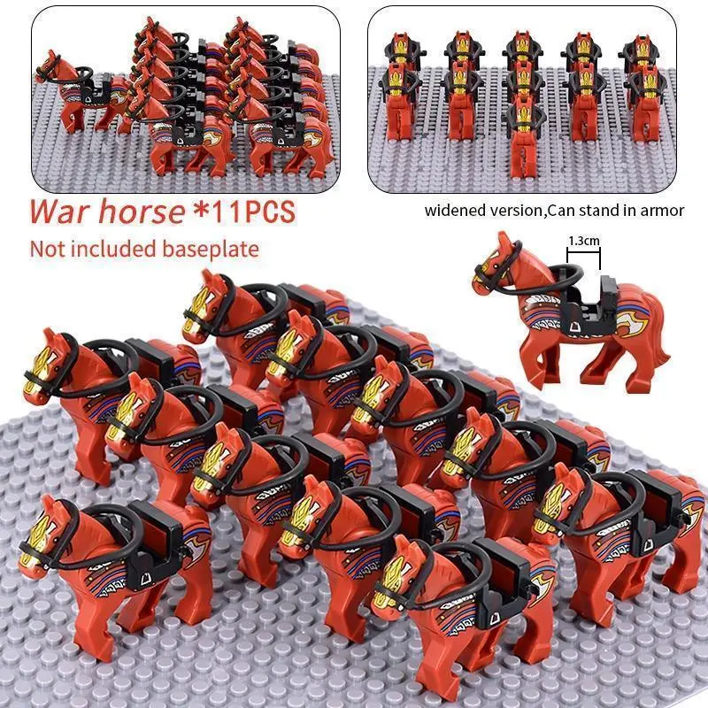 2026 new Medieval Military Sets Cavalry Figures War Horse Animals Building Blocks Parts Knight Weapons Accessories Toys for kids gifts