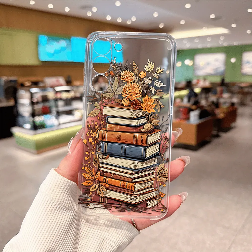 Phone Case: Book Flower Transparent Phone Case Suitable for Samsung Galaxy S26 Ultra, S26, S26+, A14, A15, A16, A17, A25, A26, A34, A35, A36, A52, A53, A54, A55, A56, Drop-Proof Full Coverage S22 Plus, S23 Ultra, S23+, S23FE, S24 FE, S25 FE