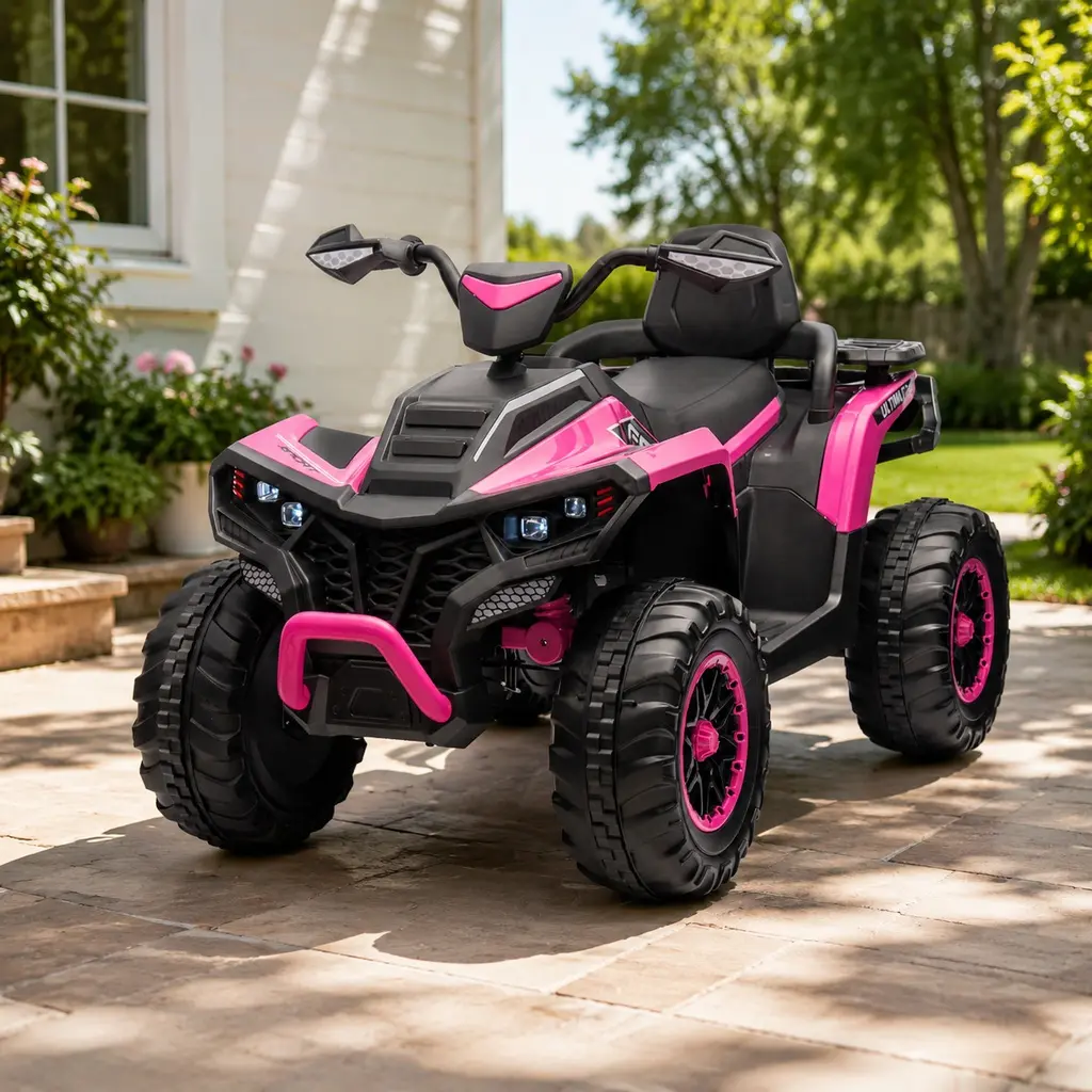 ARCH 24V 4WD Battery-Powered Plastic Unisex Kids Fourwheeler ATV Quad, 2-Seater Pink Off-Road Ride-On Toy (4-8 Years) with 4x200W Motor, 6mph Max Speed, Bluetooth, EVA Foam Tires, Spring Suspension, Soft Start, 47lb Outdoor Vehicle, 47.00 Lb