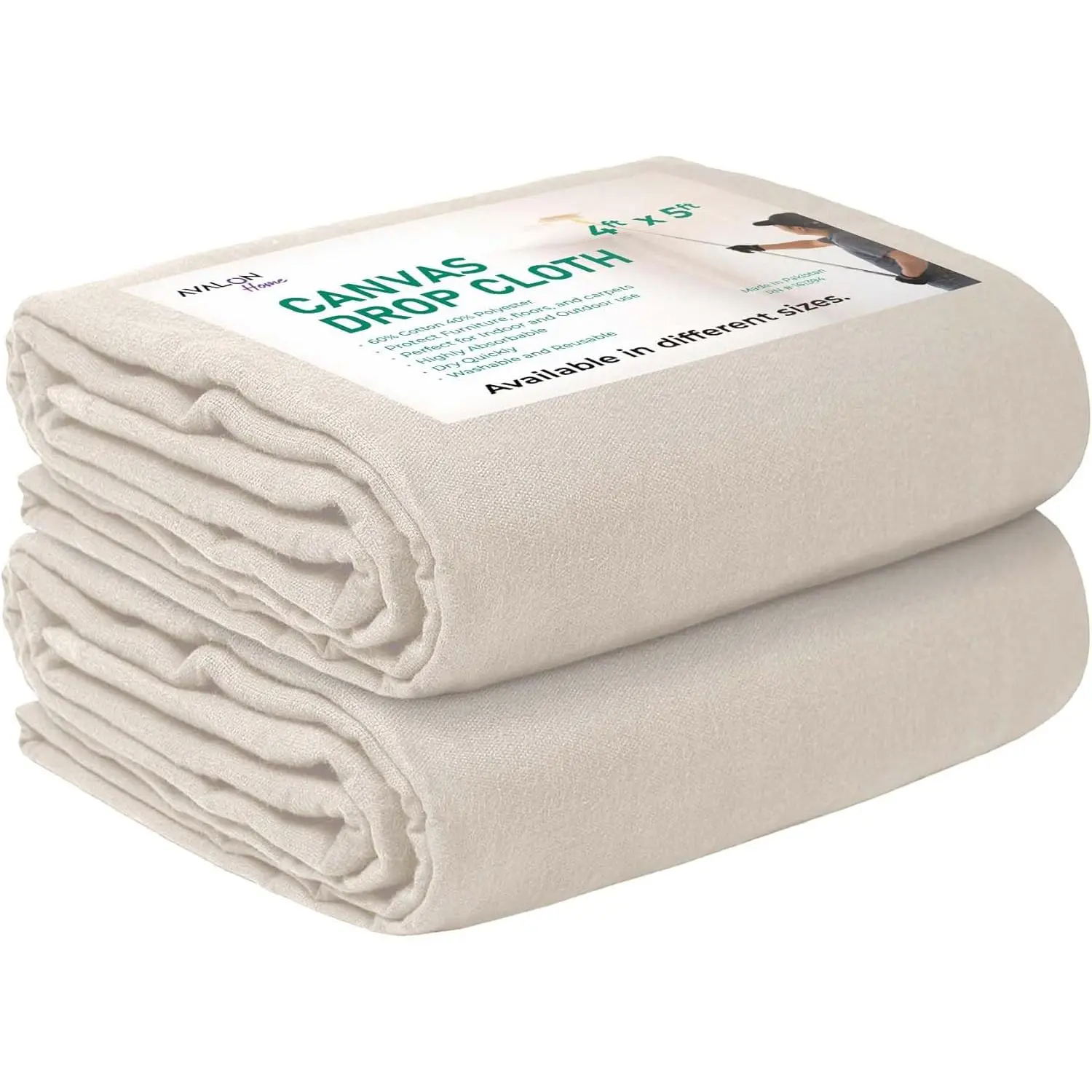 Canvas Drop Cloth for Painting 4x5 feet Pack of 2 8oz Painters Drop Cloths All Purpose Canvas Tarps for Floor & Furniture Protection Recycled Cotton Fabric
