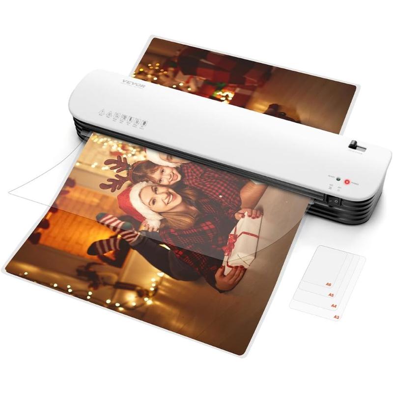 VEVOR Laminator Machine, Thermal Laminator for Max A4 Paper Size, 3 - 4 min Quick Warm Portable Laminator, 3 - 5 mil Thickness, Ideal for Home, Office, Business, or School Supplies, White+ GreyHoliday gifts