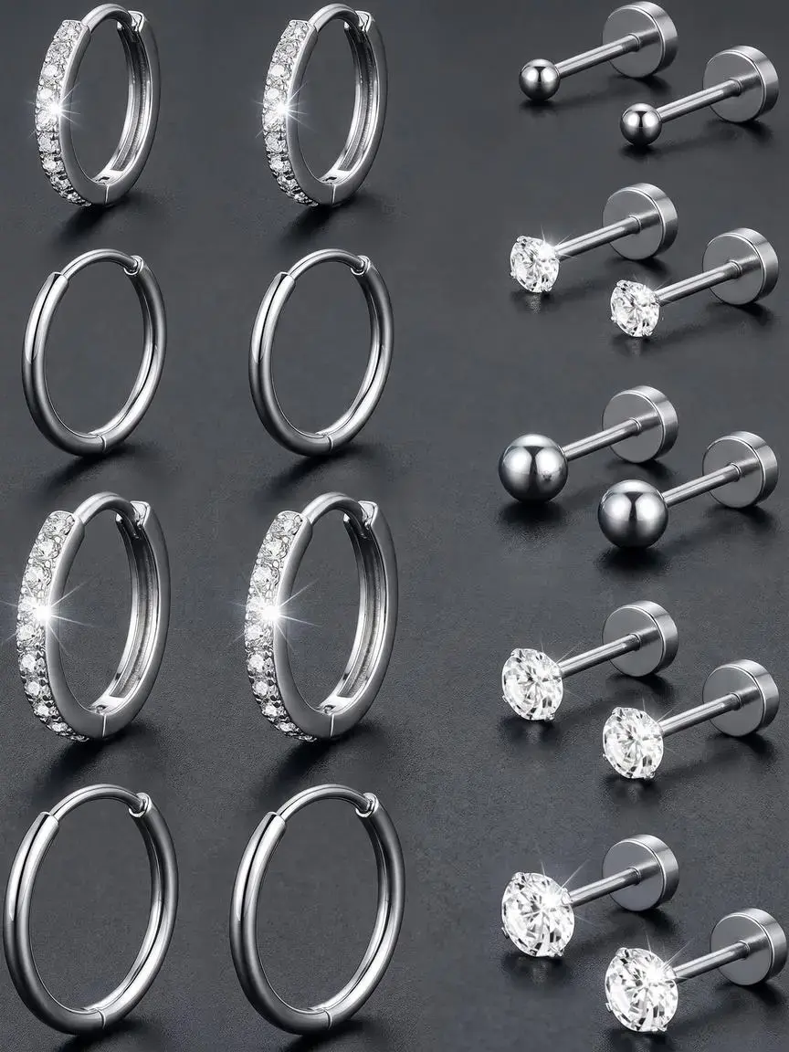 14k High Quality Earrings for Women, Hypoallergenic Small Huggie Hoops, Flat Back Studs, Lobe Helix Cartilage, All Seasons Jewelry, Hoop Shape Earrings