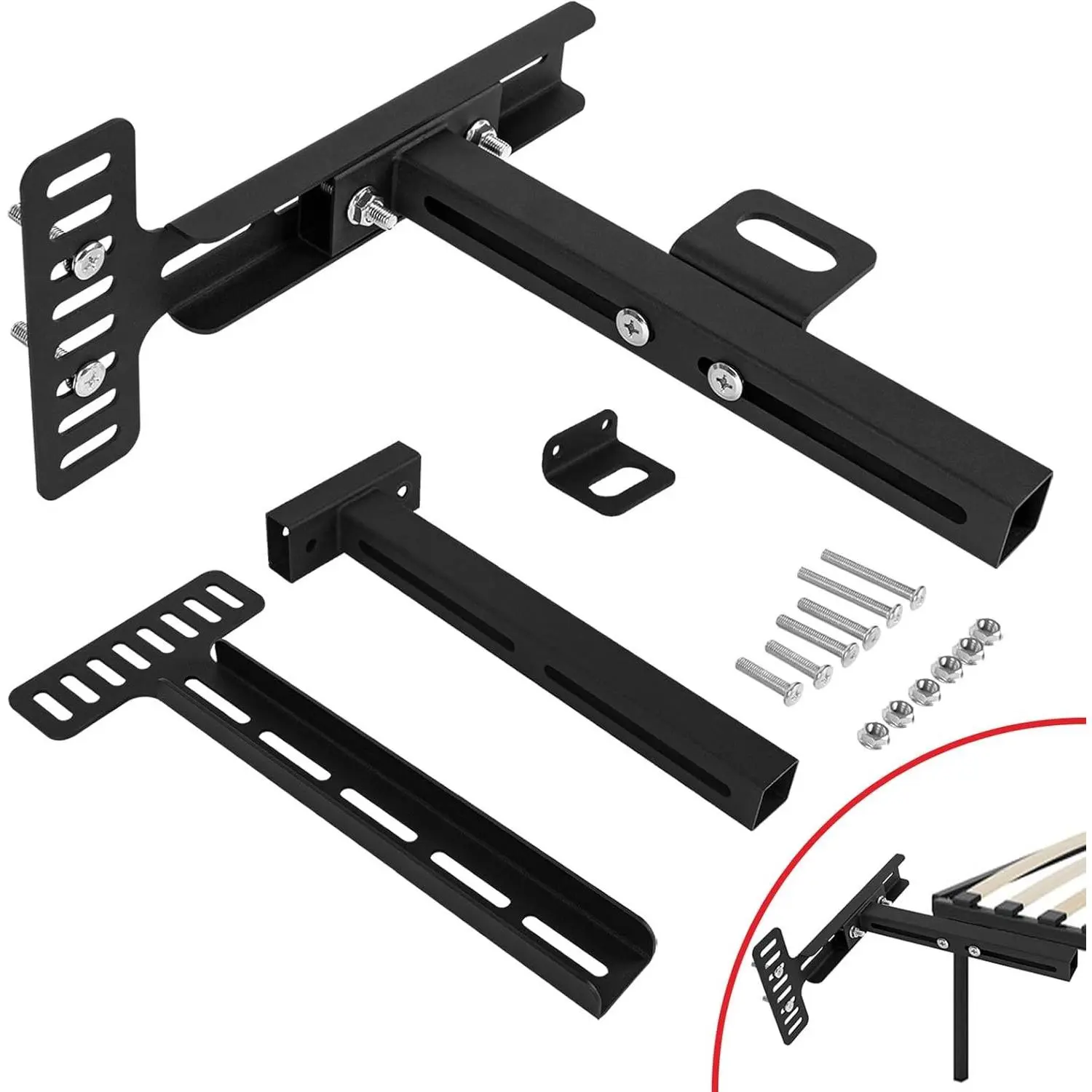 Adjustable Universal Headboard Bracket Kit with Wall Mounting Hardware and Footboard Extension for Bed Frames