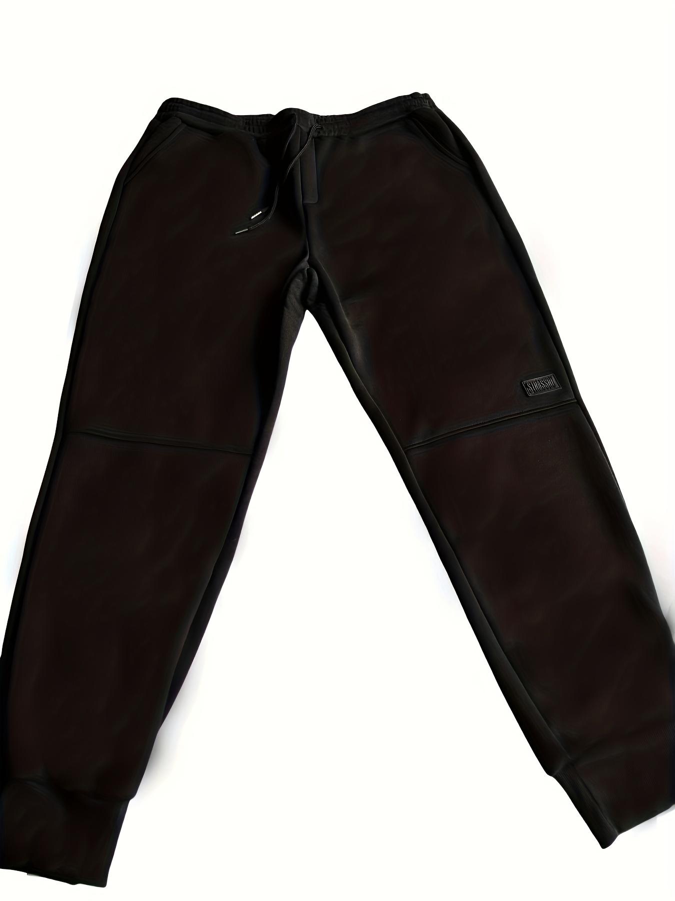 Men's Elastic Waist Sports Pants - Lightweight and Warm with Pockets, Loose Casual Autumn and Winter Outdoor Running Long Pants, Machine Washable Solid Color Comfortable Sports Pants