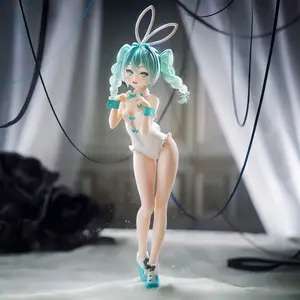 11.02in Hatsune Miku Anime Figure, Twin Braids Bunny Ear Themed Miku Collectible Statue, Vocaloid Cute Character Figurine, Anime Lovers Gift