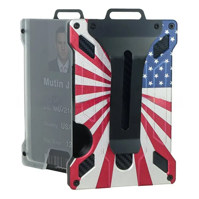 Aluminum RFID Metal Wallet with Transparent Work ID Badge Holder