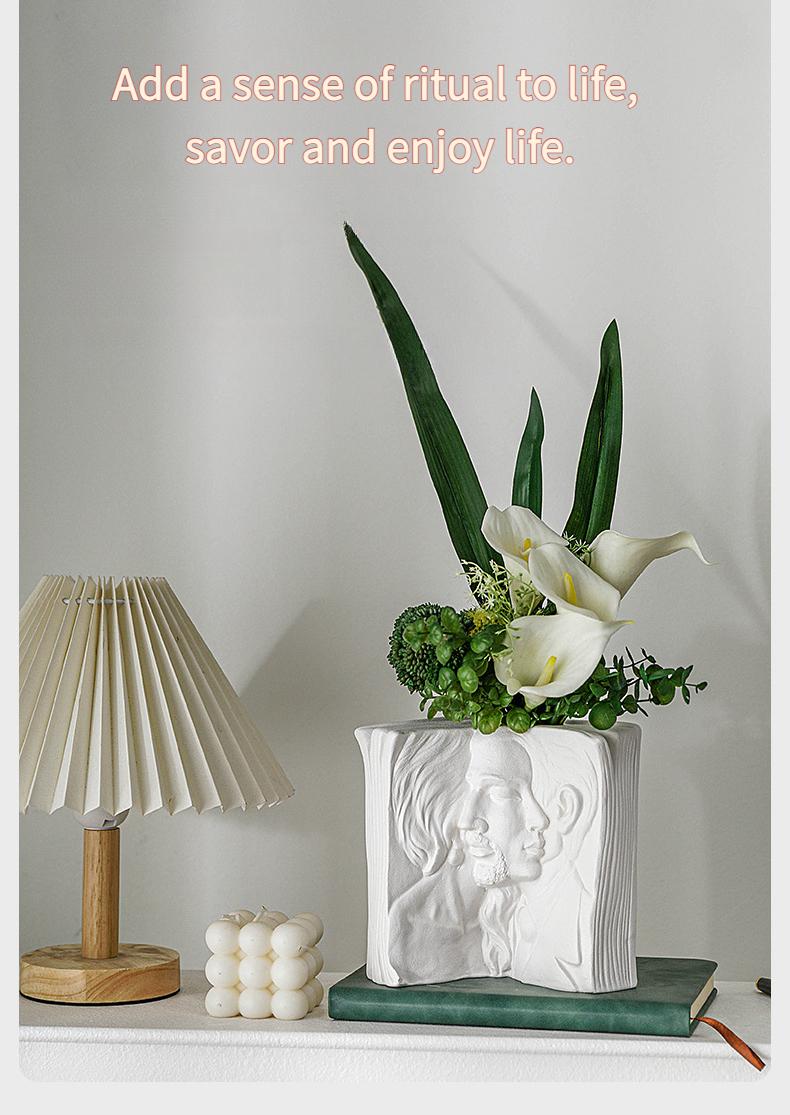 INS ceramic bookend stand creative human body vase home bookshelf desktop storage office bookend decoration