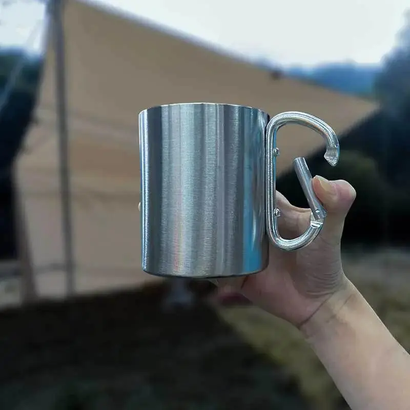 Portable Camping Bowl and Stainless Steel Cup Set, Foldable Sherad Bowl for Outdoor BBQ, Durable Tea Cup for Hiking Adventures