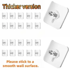 20PCS Acrylic Photo Wall Hooks - Stainless Steel & Ceramic Self-Adhesive, Smooth Lightweight Wall-Mount Hooks for Easy Installation, Home Decor, Organizer Storage, Apartment Accessories, Things for Rooms