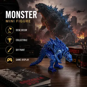 1 3D-printed Godzilla figurine, a fierce Godzilla statue, made from classic multi-color printed plastic, perfect for home decor, party gifts, holiday decorations, fun designs, Collectible Figure Decor