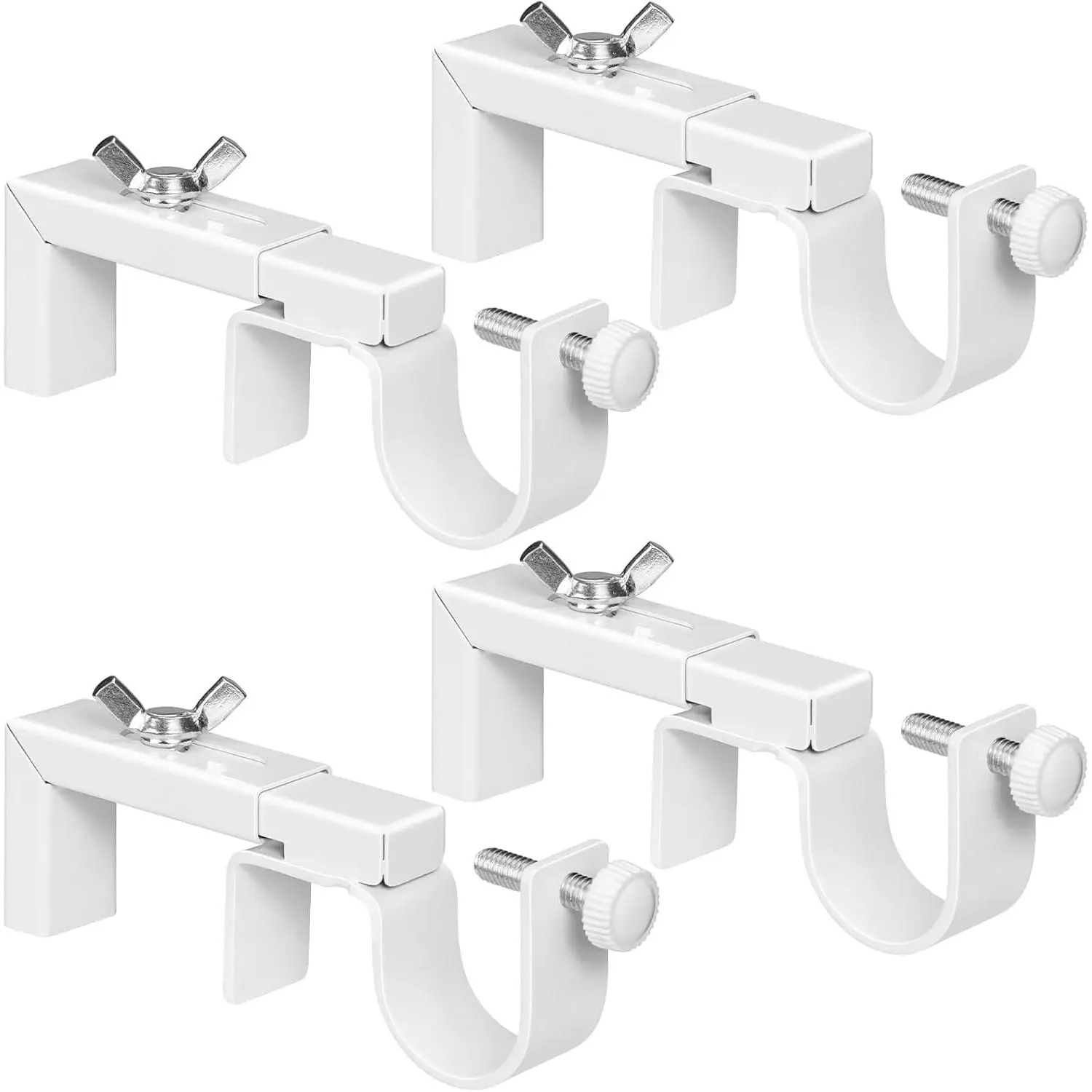 4 Pack Adjustable Curtain Rod Bracket Attachment for Outside Mounted Blinds,Fit for 1.3 - 2 inches Wide Track,No Drill Curtain Rod Holder for Externally Mounted Blinds Drapery Rods