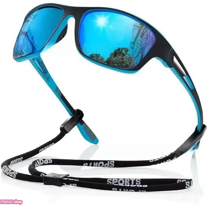 Wraparound Outdoor Sports Eyewear with Polarized Multicolor Lenses - Lightweight, UV400 & Bluelight Blocking for Multi-sports, Non-Prescription Sunshade, Sunglasses For Women, Polyamide, Sun Protection, Semi Rimless, Attach a glasses strap