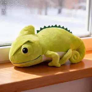Cute Rolling Tail Chameleon Plush Toys Stuffed Chubby Cartoon Crawling Lizard Doll Warm Soft Home Throw Pillow Birthday Gift