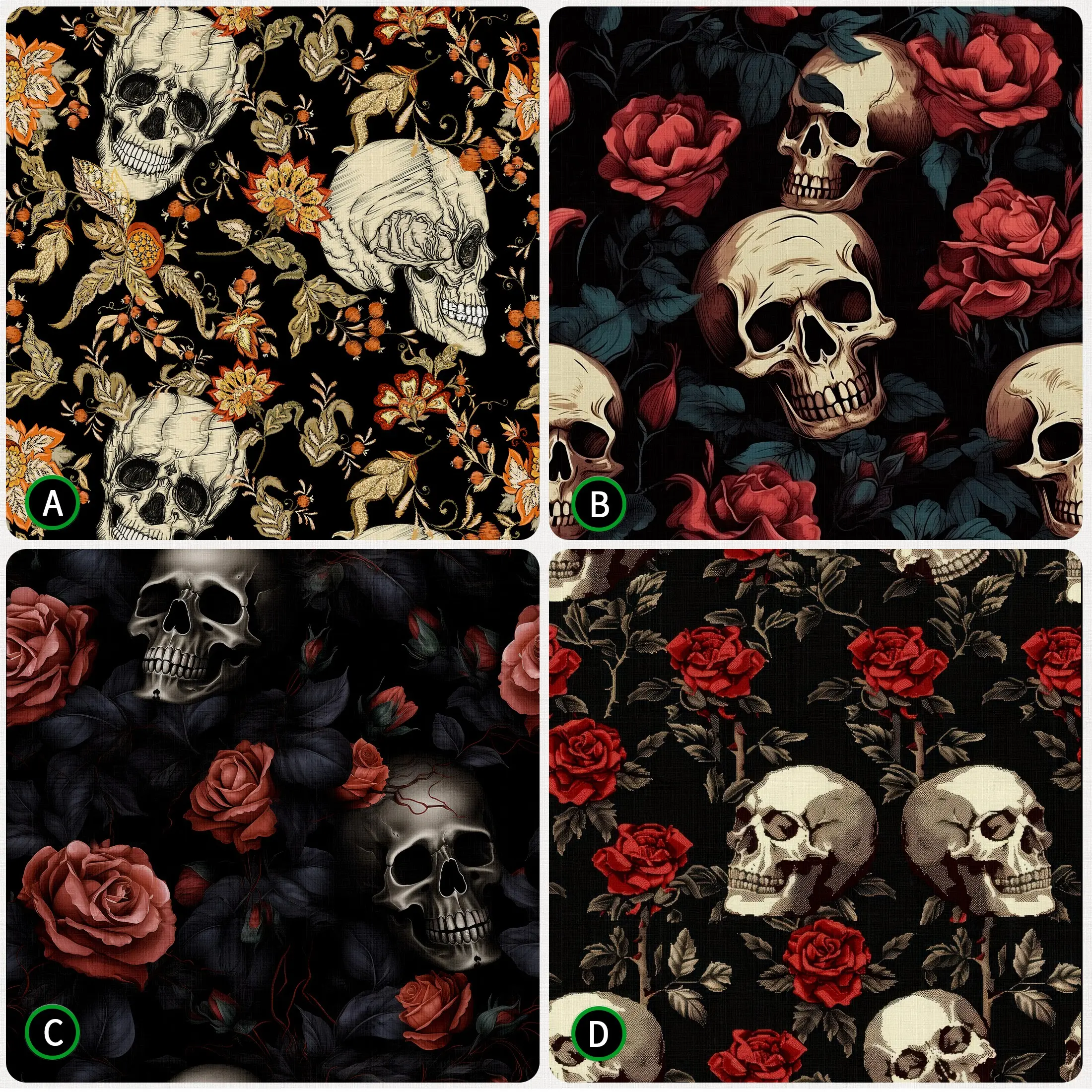 1 Roll Gothic Rose Skull Wall Decals, Self-Adhesive Dark Vintage Decorative Wallpaper, Waterproof Strong Adhesive Furniture Decor Film, Easy To Cut Peel And Stick Wall Sticker, For Bedroom Media Room Bathroom Cabinet Wall Decoration, Halloween Decorations