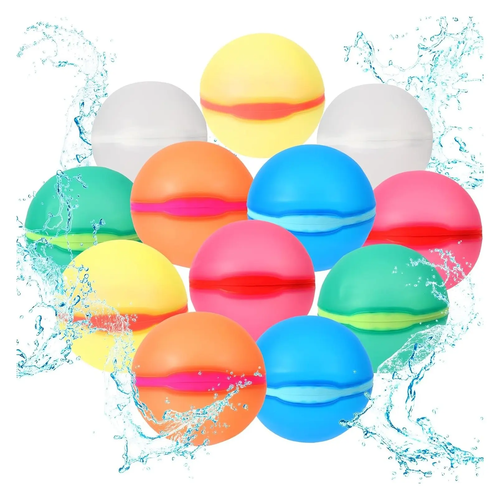 Reusable Magnetic Water Balloons, 12 Pcs Refillable Splash Balls, Summer Water Toys for Kids Pool Beach & OutdoorGift