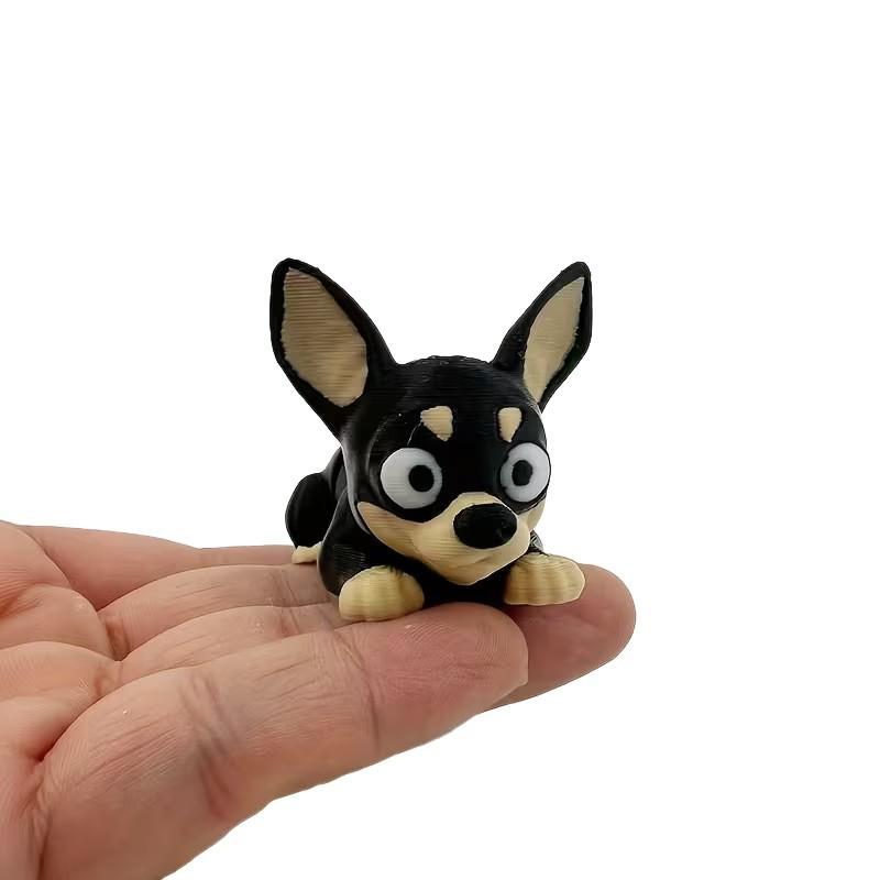 3D Printed Cute Dog Figurine Mini Desktop Ornament Pet Dog Model Decor Gift