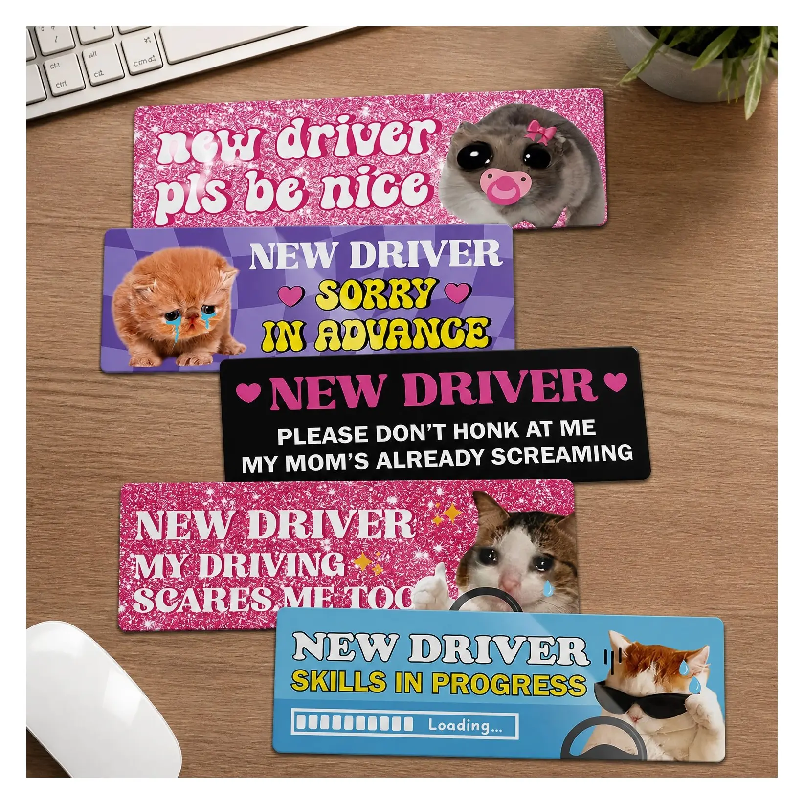 5Pcs Funny New Driver Magnet for Car, Reusable Student Driver Car Stickers for Beginners, Safety Rookie Attention Sign for Novice DriversGift