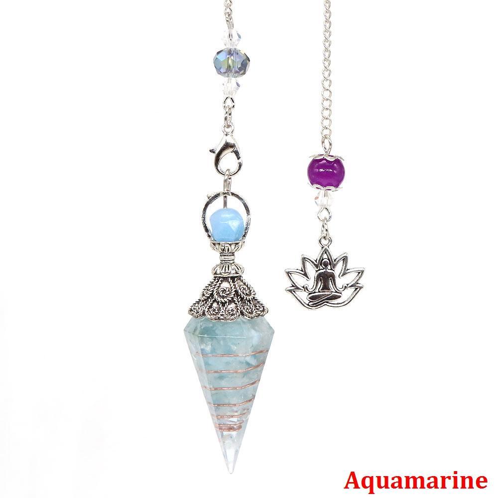 Natural Crystal Dowsing Pendulum Reiki Stone Chips Orgone Pendulums Hexagonal Pointed Reisin Spiritual Pendulo for Divination