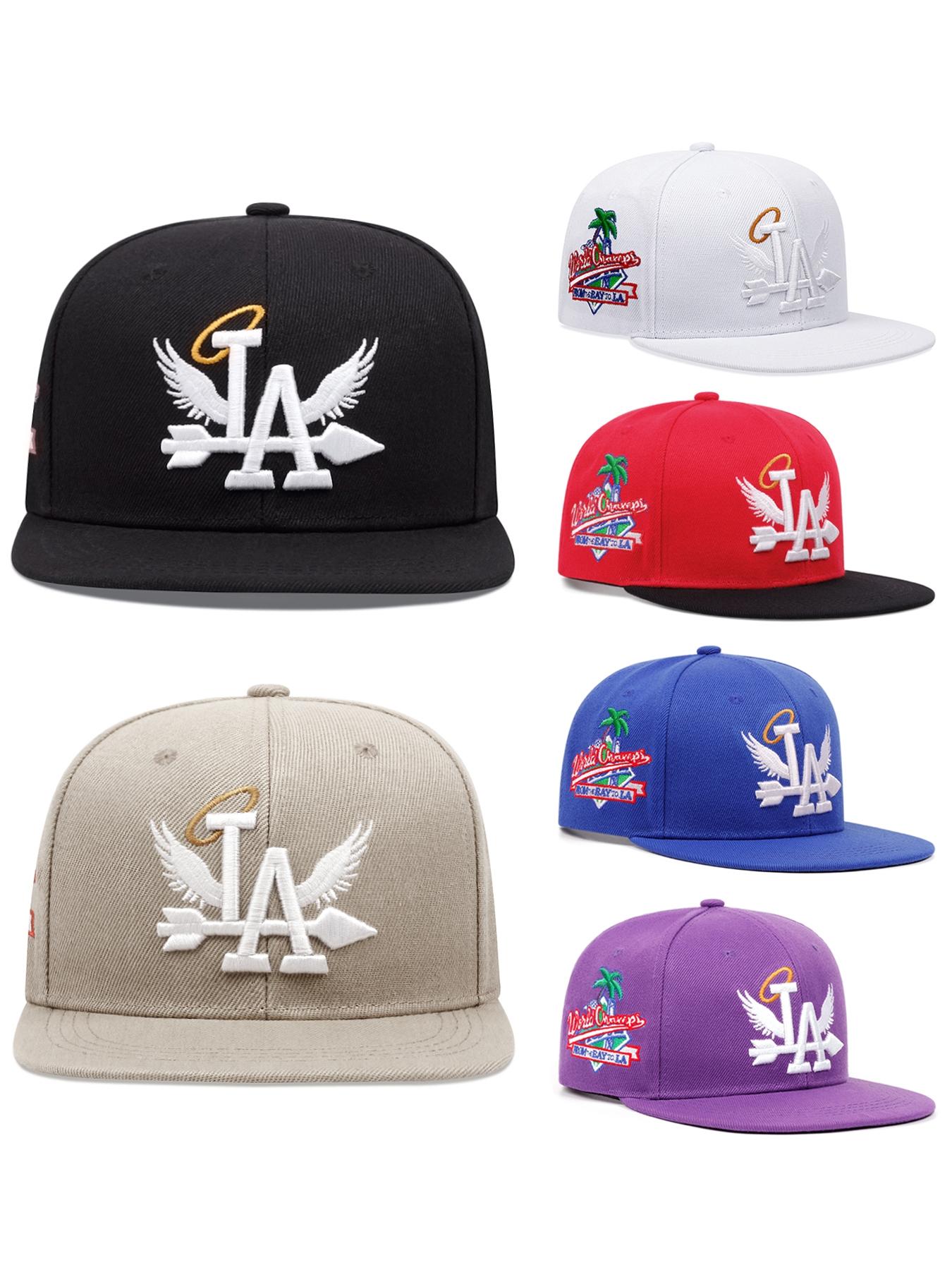 2026 Personalized New LA Wings Side Coconut Tree Embroidery, Custom Embroidered Hat, Trendy Street Hip Hop Hat Outdoor Sunshade Hat Baseball Hat Adjustable Flat Edge Hat Suitable for Men and Women Adjustable Snapback Cap