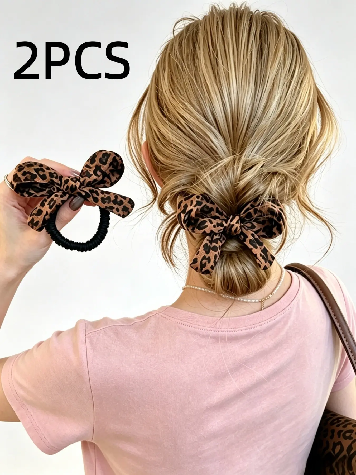 2-Pack Retro Leopard Bow Hair Ties, High Elasticity Fabric Hair Bands, Vintage Style Ponytail Elastics, Hair Scrunchies, Versatile Fashionable Hair Accessories for Women