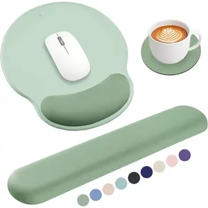 Mouse Pad and Keyboard Wrist Rest, 3-in-1 Gel Memory Foam Ergonomic Mouse Pad with Wrist Rest Set,Gaming Mousepad Arm Cushion Support for Computer Office Desk Accessories Cute Setup