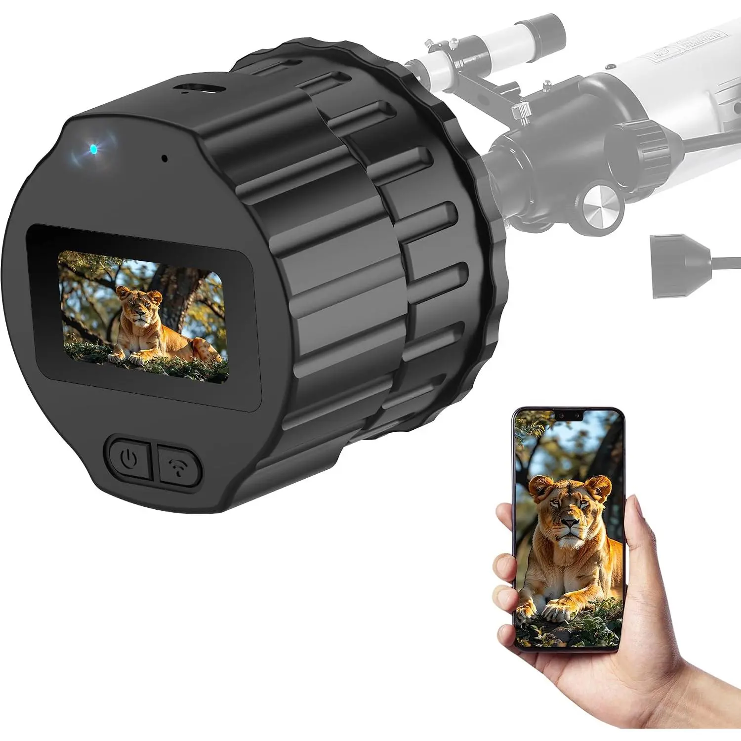 WiFi  Eyepiece with 1.5" TFT Display, 1080P  Digital Telescope Adapter with 64GB Storage,  Astrophotography Eyepiece for Telescopes, Microscopes & Binoculars (28-50mm)