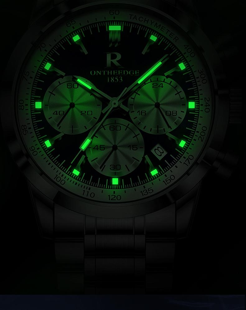 Men's Luxury Blue Dial Chronograph Quartz Watch - Stainless Steel Wristwatch with Tachymeter, Date Display, Multi-Function Subdials, Elegant Business Sport Dress Watch, Perfect Gift for Husband Dad Boyfriend