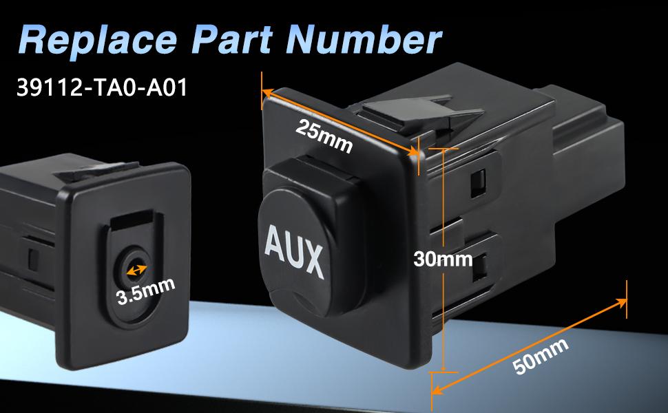 Aux Port Auxiliary Input Jack Assembly, Audio Auxiliary Port Adapter Compatible with Honda Pilot 2009-2012 Accord EX EX-L 2009 2010 Accord LX 2011 Replace # 39112-TA0-A01